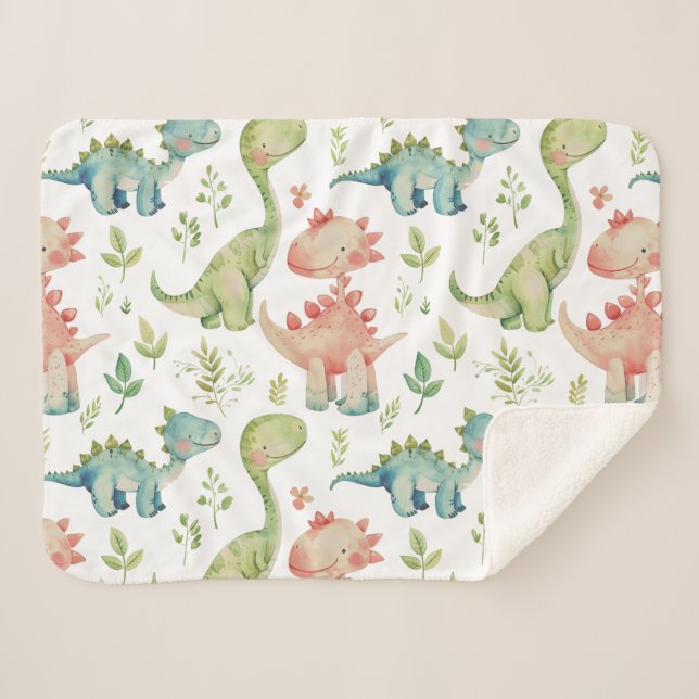 Couverture Sherpa Jouer mignon dinosaures (Devant (Horizontal))