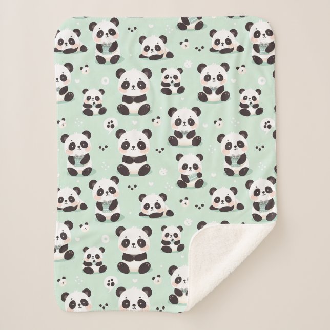 Couverture Sherpa Jouer Motif Panda (Devant)
