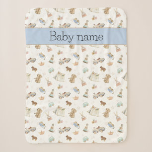 Couverture Sherpa Jouets vintages Motif bébé poussette pour bébé