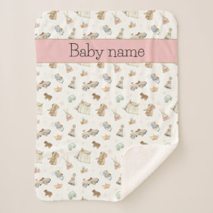 Couverture Sherpa Jouets vintages poussette pour bébé