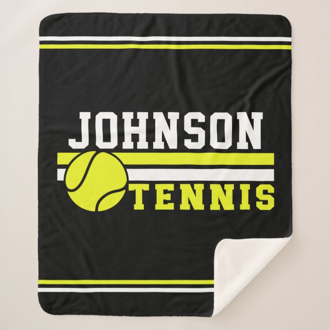 Couverture Sherpa Joueur de tennis NOM Ball Jeu court personnalisé (Devant)