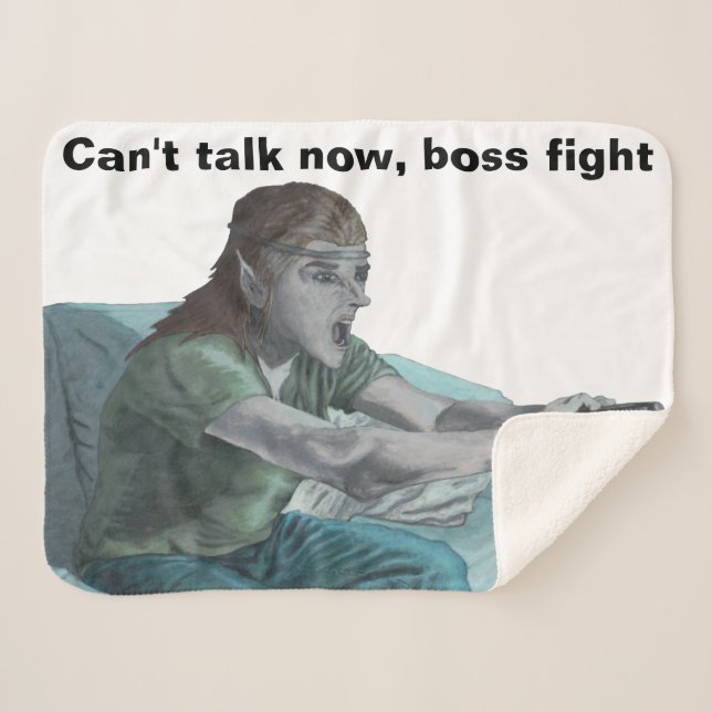 Couverture Sherpa Joueur vidéo Elf Imaginaire Art Sherpa Blanket (Devant (Horizontal))