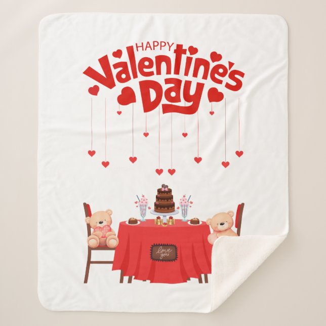 Couverture Sherpa Jour de la Saint-Valentin Chocolats Mignons Cœurs  (Devant)