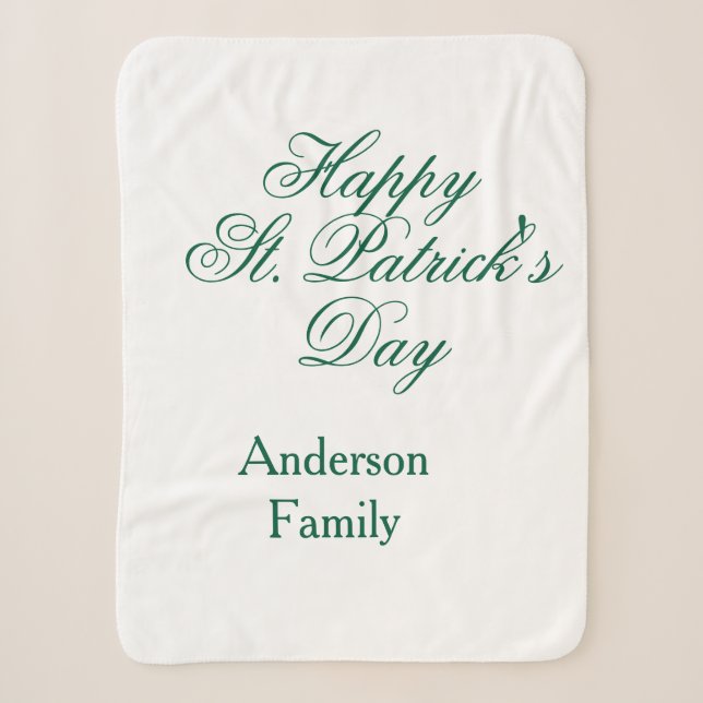 Couverture Sherpa Joyeuse Saint-Patrick famille nom vert minimal (Devant)