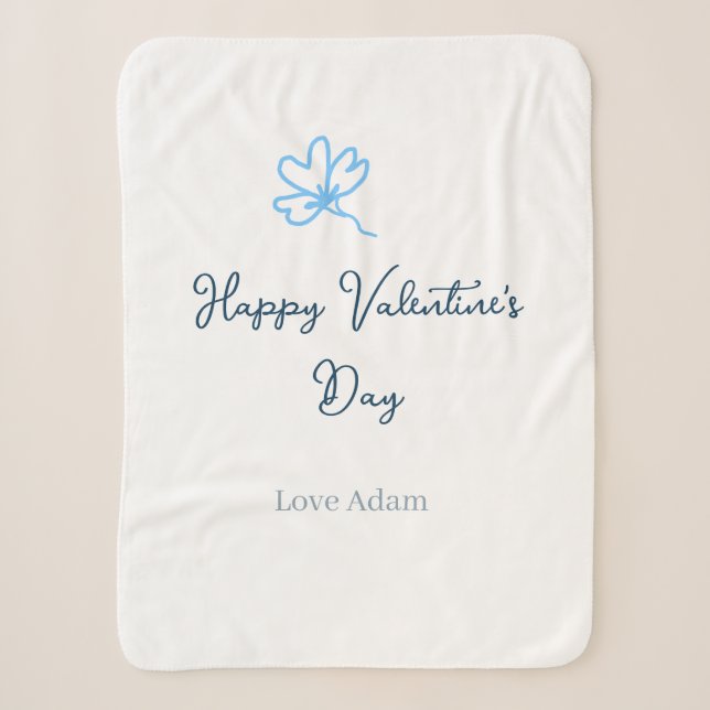 Couverture Sherpa Joyeuse Saint-Valentin bleue fleur nom rustique am (Devant)