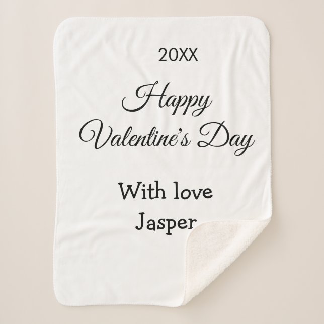 Couverture Sherpa Joyeuse Saint-Valentin nom amour simple année styl (Devant)