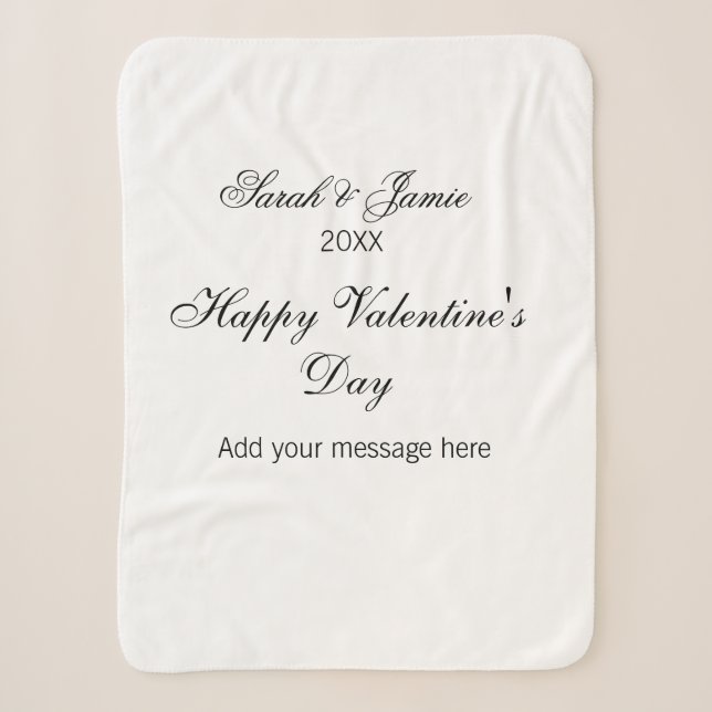 Couverture Sherpa Joyeuse Saint-Valentin nom date message simple élé (Devant)