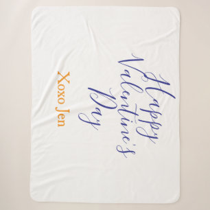 Couverture Sherpa Joyeuse Saint-Valentin rose violet xoxo amour nom