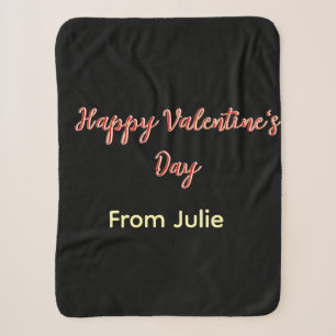 Couverture Sherpa Joyeuse Saint-Valentin rouge noir de nom stylé