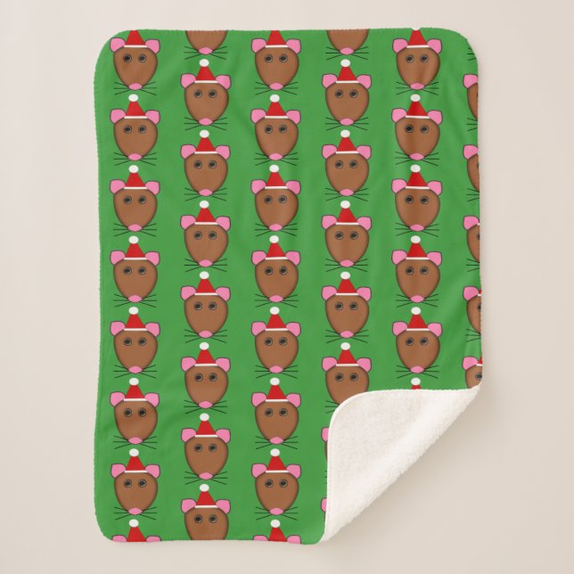 Couverture Sherpa Joyeuse souris de Noël Sherpa Blanket (Devant)