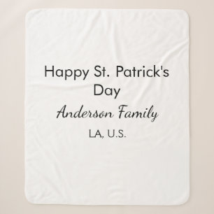 Couverture Sherpa Joyeuse st. Patrick nom famille lieu simple g