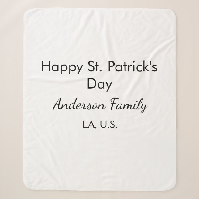 Couverture Sherpa Joyeuse st. Patrick nom famille lieu simple g (Devant)