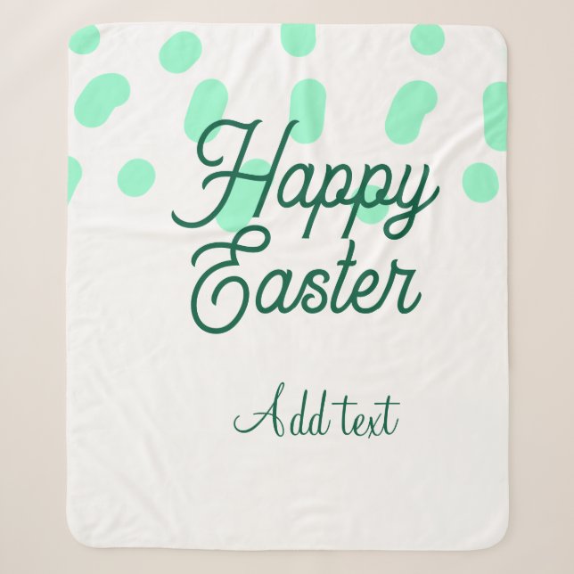 Couverture Sherpa Joyeuses Pâques œufs verts pastel nom date simple  (Devant)
