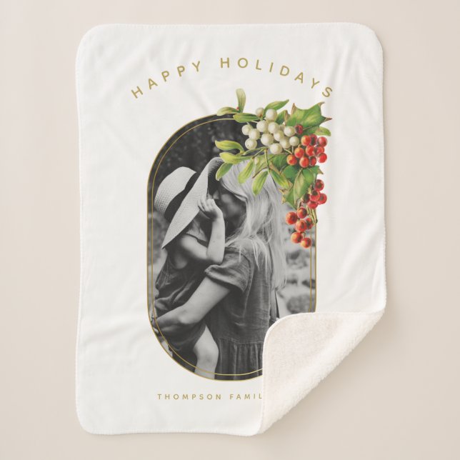 Couverture Sherpa Joyeuses vacances Photo personnalisée Noël de fami (Devant)