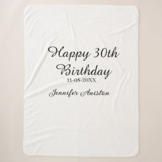 Couverture Sherpa Joyeux 30e anniversaire ajouter nom date élégant s