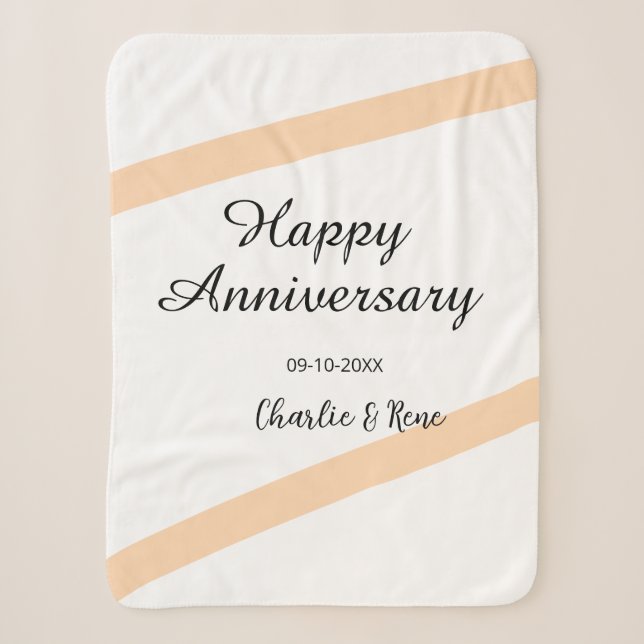 Couverture Sherpa Joyeux anniversaire de mariage lignes pastel orang (Devant)