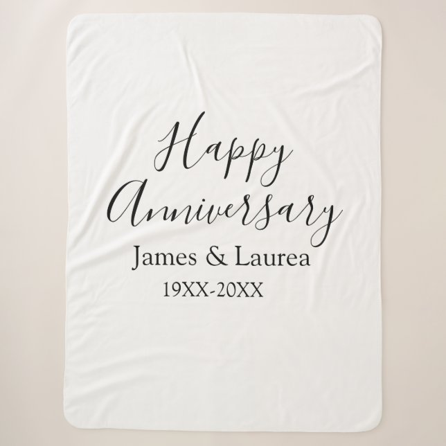 Couverture Sherpa Joyeux anniversaire mariage nom date année simple  (Devant)