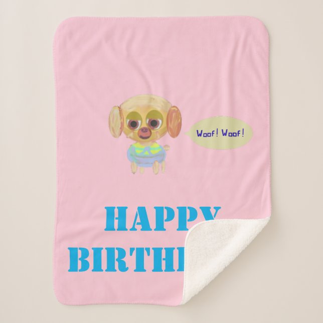 Couverture Sherpa Joyeux Anniversaire Pink Fleece Blanket (Devant)