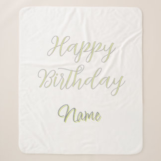 Couverture Sherpa Joyeux anniversaire vert pastel gris nom date mode