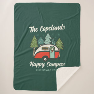 Couverture Sherpa Joyeux Campers personnalisés Noël