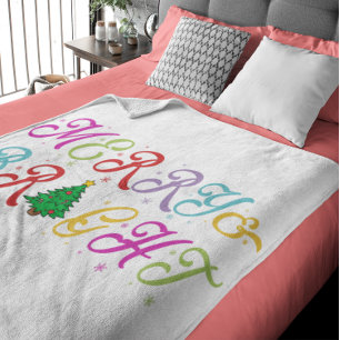 Couverture Sherpa Joyeux et brillant Colorful Arbre de Noël Festif