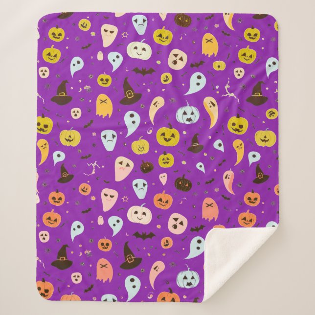 Couverture Sherpa Joyeux Fantômes mignons d'Halloween (Devant)