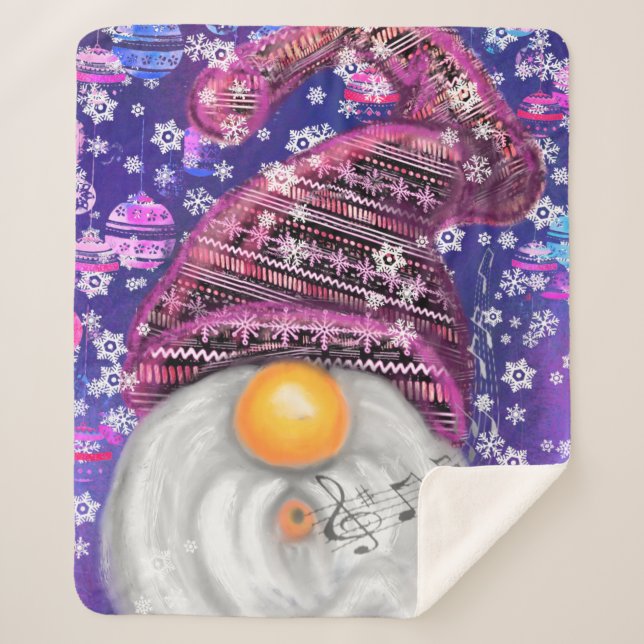 Couverture Sherpa Joyeux Gnome En Casquette Violet Chante Une Chanso (Devant)