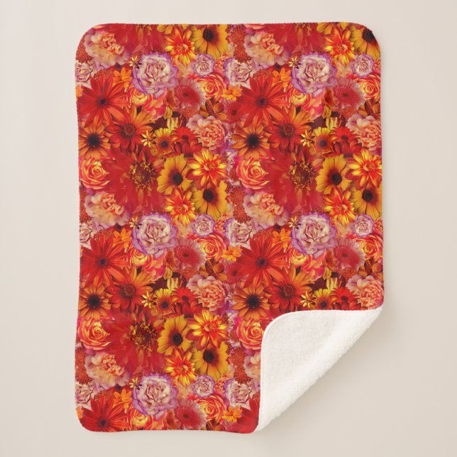 Couverture Sherpa Joyeux Jardin de Fleur Orange (Devant)