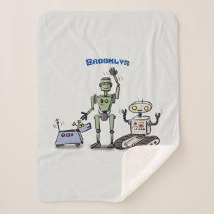 Couverture Sherpa Joyeux joli dessin de trois robots trio