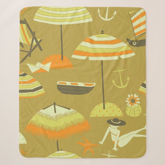Couverture Sherpa Joyeux Motif sans couture en été (Devant)