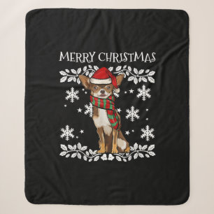 Couverture Sherpa Joyeux Noël Ornement Brown Chihuahua Xmas