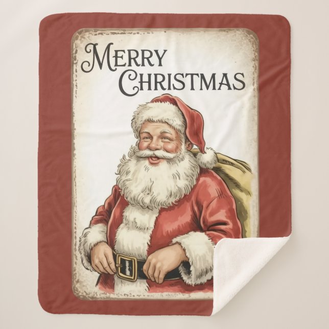 Couverture Sherpa Joyeux Noël Père Noël (Devant)