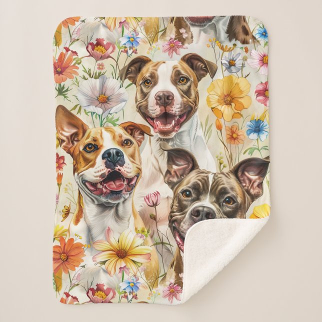 Couverture Sherpa Joyeux Pitbull Chiens, Pit Bulls (Devant)