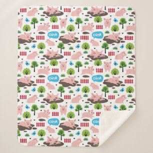 Couverture Sherpa Joyeux Porcelets Dans La Boue Blanche Sherpa