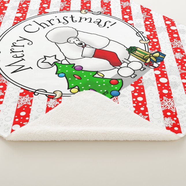 Couverture Sherpa Joyeux sapin de Noël 2 caniche (blanc) chien migno (3/4)