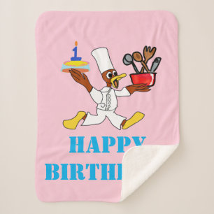 Couverture Sherpa Joyeux voeux d'anniversaire Pink Fleece Blanket