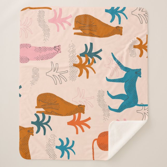 Couverture Sherpa Jungle Cheetah : Funky Motif Tropical. (Devant)