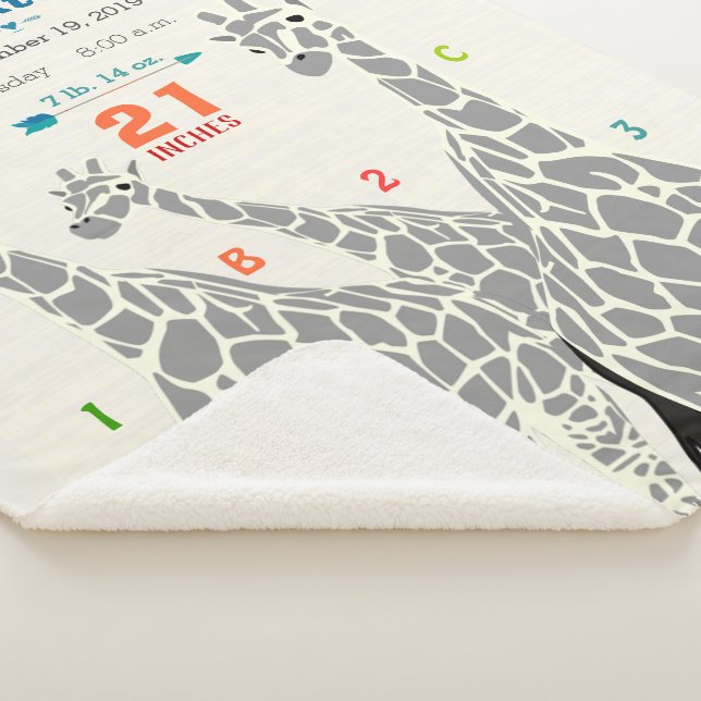 Couverture Sherpa Jungle Nursery Giraffe Famille Bébé Garçon Statist (3/4)