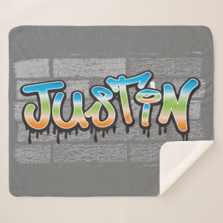 Couverture Sherpa Justin Votre Nom graffiti Logo Peinture murale en