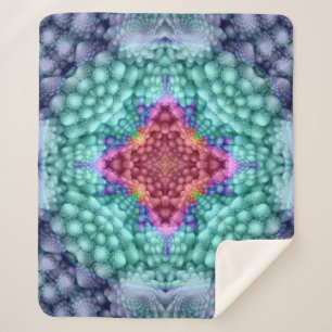 Couverture Sherpa Kaléidoscope vintage bleu super de fractale