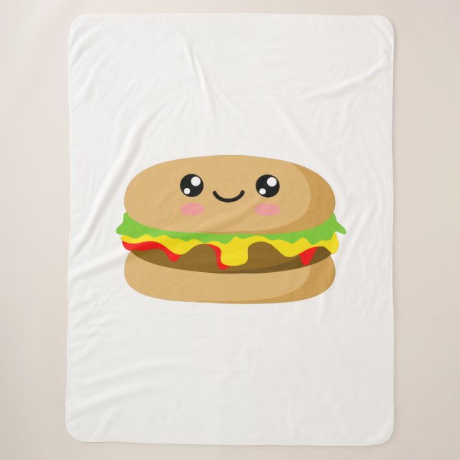 Couverture Sherpa Kawaii Burger (Devant)
