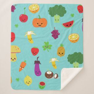 Couverture Sherpa kawaii fruit closhamrock cute vegan