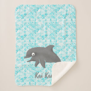Couverture Sherpa Keiki Aquarelle Dauphin Vague