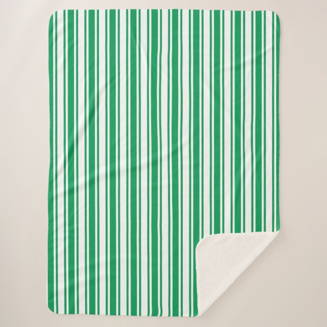 Couverture Sherpa Kelly landes de bonbons vertes et blanches (Devant)