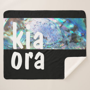 COUVERTURE SHERPA KIA ORA NOUVELLE-ZÉLANDE PAUA NOIR MAORI NZ KIWI