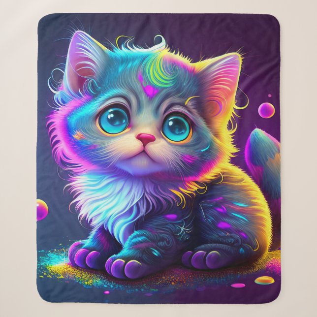 Couverture Sherpa "Kitten coloré" (Devant)