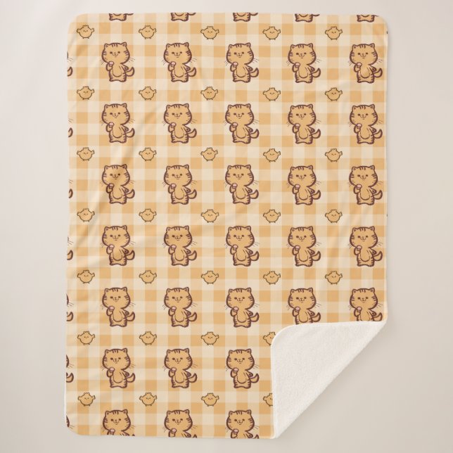 Couverture Sherpa Kitty et petit motif de poulet (Devant)