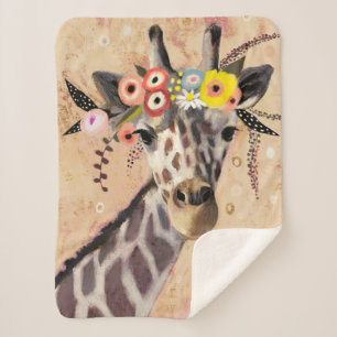 Couverture Sherpa Klimt Giraffe Couronne De Fleurs