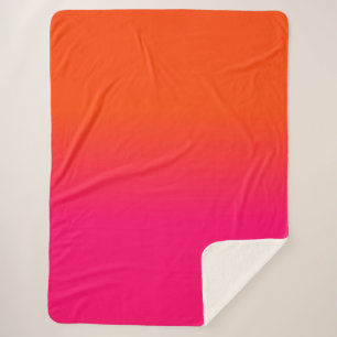 Couverture Sherpa La couleur rose orange et au néon au néon d'ombr