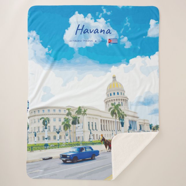 Couverture Sherpa La Havane, Cuba - Âme Classique Vintage (Devant)